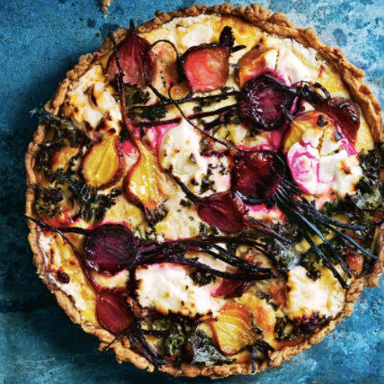 Roasted Beetroot, Kale, and Goat cheese Quiche - House Made - 20cm dia x 5cm high