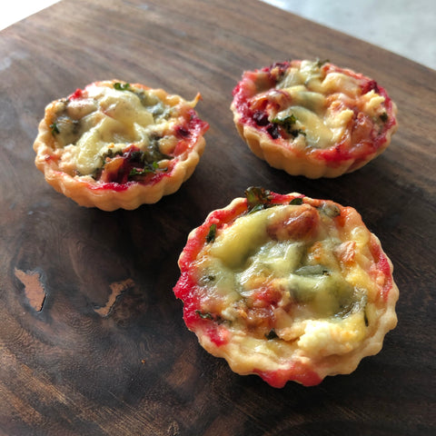 Mini Quiches - Beetroot, Goats cheese and Kale - pack of 12
